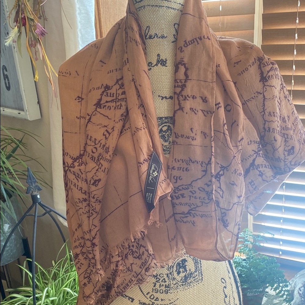 Patricia Nash Brown Map Print Scarf